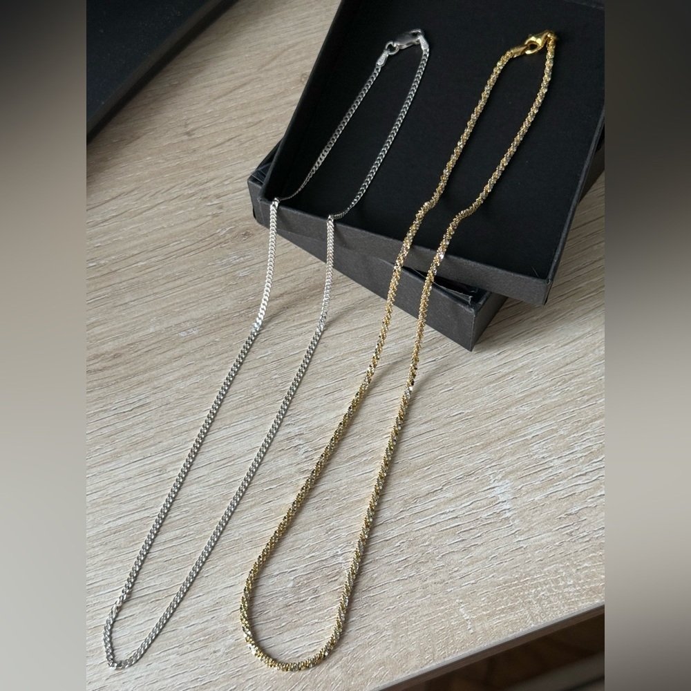 Elegant Gold and Sterling Silver Chain Necklace Set - Picture 2 of 4